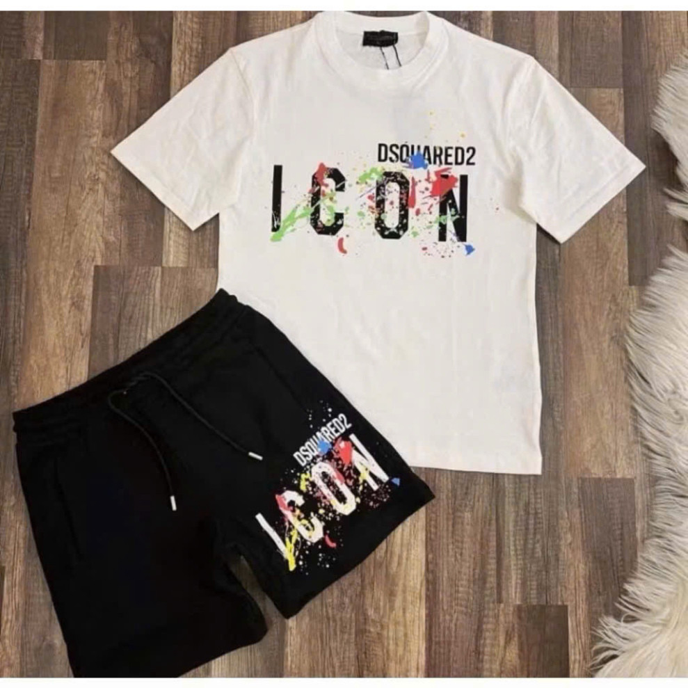 Bộ Áo phông nam nữ cổ tròn Dsq2 in hoạ tiết chữ ICON vảy sơn 7 màu siêu rẻ đẹp boy phố Hot trend 2025