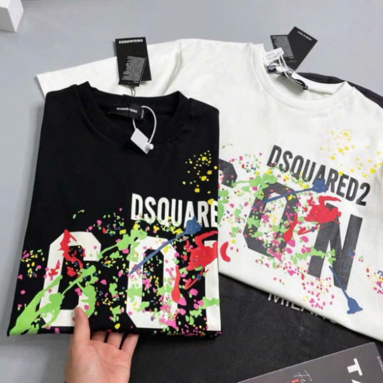 Bộ Áo phông nam nữ cổ tròn Dsq2 in hoạ tiết chữ ICON vảy sơn 7 màu siêu rẻ đẹp boy phố Hot trend 2025