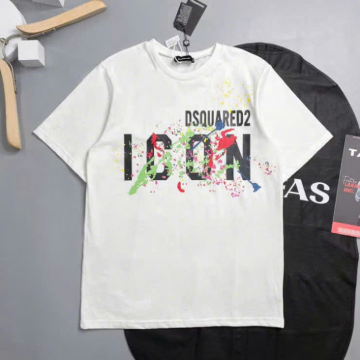 Bộ Áo phông nam nữ cổ tròn Dsq2 in hoạ tiết chữ ICON vảy sơn 7 màu siêu rẻ đẹp boy phố Hot trend 2025
