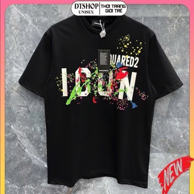Bộ Áo phông nam nữ cổ tròn Dsq2 in hoạ tiết chữ ICON vảy sơn 7 màu siêu rẻ đẹp boy phố Hot trend 2025