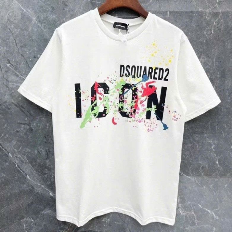 Bộ Áo phông nam nữ cổ tròn Dsq2 in hoạ tiết chữ ICON vảy sơn 7 màu siêu rẻ đẹp boy phố Hot trend 2025