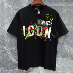 Áo phông nam nữ Dsq2 in hoạ tiết chữ ICON loang vảy sơn 7 màu siêu rẻ đẹp. Áo Thun cộc tay Unisex Form rông siêu hót2024