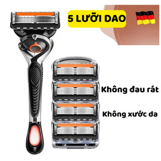 Dao Cạo Râu 5 Lưỡi Kèm Hộp, Dao Cạo Râu Kiểu Đức Cho Nam Kèm Lưỡi Dao Sắc Không Đau Rát Cho Da Mặt Life Plus - DCR03