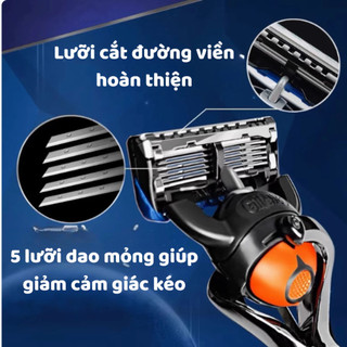 Dao Cạo Râu 5 Lưỡi Kèm Hộp, Dao Cạo Râu Kiểu Đức Cho Nam Kèm Lưỡi Dao Sắc Không Đau Rát Cho Da Mặt Life Plus - DCR03