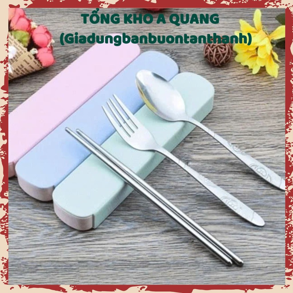 BỘ MUỖNG ĐŨA INOX 304 KÈM HỘP - Set Dụng Cụ Ăn Chất Liệu An Toàn Không Gỉ,Hộp Đựng Đũa Thìa Inox Kháng Khuẩn