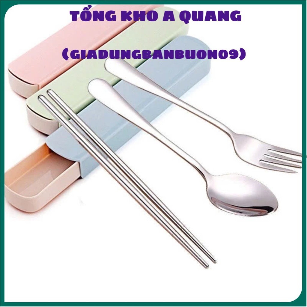 SET MUỖNG ĐŨA NĨA TIỆN LỢI DÙNG HẰNG NGÀY - Hộp Nhựa Đựng Dụng Cụ Ăn Uống An Toàn,Bộ Đũa Thìa Inox Tay Cầm Có Hộp Đựng