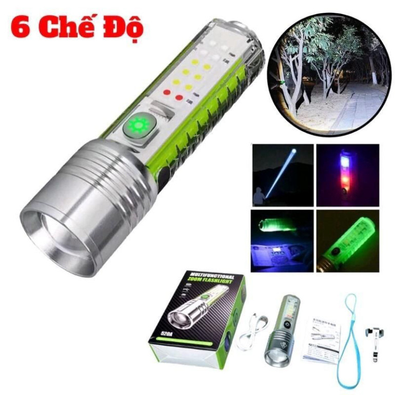 Đèn pin mini cầm tay 6 chế độ sáng đa năng 520 huongquyet ntt95