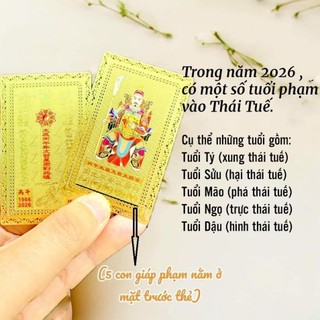 Thẻ kim bài thái tuế 2026 [THẺ KIM LOẠI] (Đã Khai Quang)