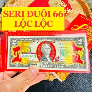 SỐ SERI ĐẸP - Tiền 2 Đô Con Ngựa Vàng 2026 in hình chú Ngựa Vàng Lucky bao da đỏ