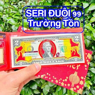 SỐ SERI ĐẸP - Tiền 2 Đô Con Ngựa Vàng 2026 in hình chú Ngựa Vàng Lucky bao da đỏ