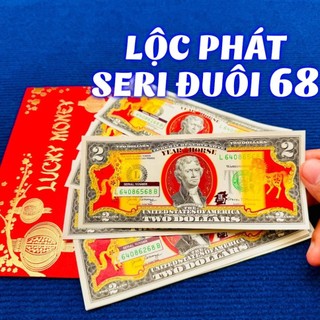 SỐ SERI ĐẸP - Tiền 2 Đô Con Ngựa Vàng 2026 in hình chú Ngựa Vàng Lucky bao da đỏ