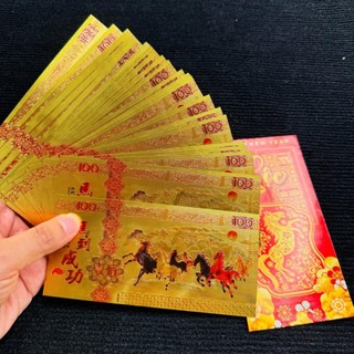 Sỉ Combo 50 tờ Tiền 100 Macao Hình Con Ngựa Vàng 2026, tặng kèm bao lì xì