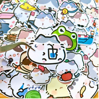 Bộ 54 sticker mèo con hình dán chipi phong cách đáng yêu nhãn dán làm quà tặng trang trí