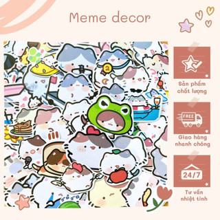 Bộ 54 sticker mèo con hình dán chipi phong cách đáng yêu nhãn dán làm quà tặng trang trí