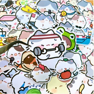 Bộ 54 sticker mèo con hình dán chipi phong cách đáng yêu nhãn dán làm quà tặng trang trí