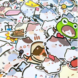 Bộ 54 sticker mèo con hình dán chipi phong cách đáng yêu nhãn dán làm quà tặng trang trí