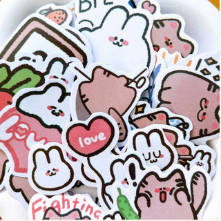 Set 58 sticker mèo và thỏ cute decal trang trí sổ tay điện thoại laptop DIY scrapbook