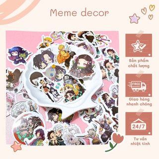 Bộ 60 Sticker kimetsu no yaiba demon slayer không trùng nhau hình dán hoạt hình