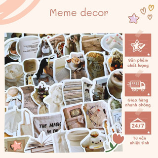 Set 60 sticker họa tiết cuộc sống đơn giản nhiều màu sắc trang trí điện thoại, laptop làm quà tặng