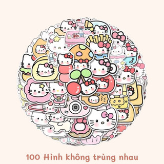 100 sticker Sanrio Hello Kitty Kuromi My Melody dễ thương trang trí laptop sổ tay quà tặng