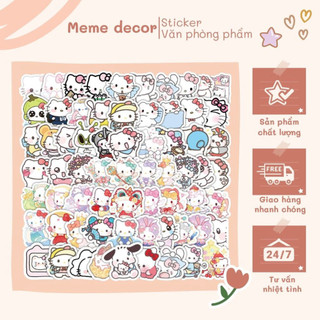 60 sticker Hello Kitty Sanrio dễ thương hoạt hình graffiti trang trí sổ tay xe đạp hộp bút