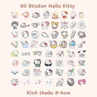 60 sticker Hello Kitty Sanrio dễ thương hoạt hình graffiti trang trí sổ tay xe đạp hộp bút