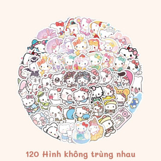 60 sticker Hello Kitty Sanrio dễ thương hoạt hình graffiti trang trí sổ tay xe đạp hộp bút