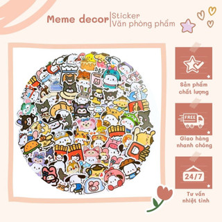 Set 100 sticker sanrio kuromi melody cinnamoroll trang trí laptop điện thoại quà tặng dễ thương