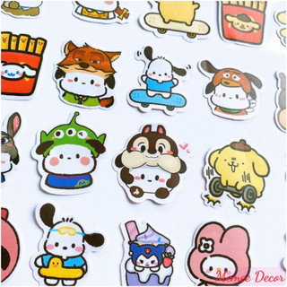Set 100 sticker sanrio kuromi melody cinnamoroll trang trí laptop điện thoại quà tặng dễ thương