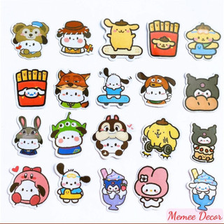 Set 100 sticker sanrio kuromi melody cinnamoroll trang trí laptop điện thoại quà tặng dễ thương