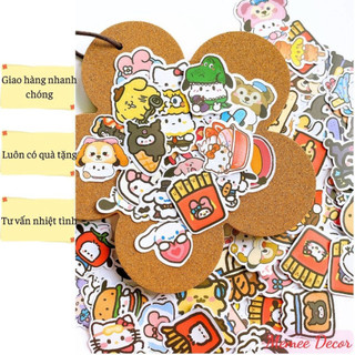 Set 100 sticker sanrio kuromi melody cinnamoroll trang trí laptop điện thoại quà tặng dễ thương