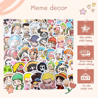 Bộ 60 Sticker anime One Piece Luffy hình dán hoạt hình dùng trang trí decor quà tặng không trùng
