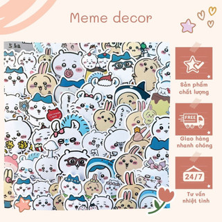 Bộ 60 sticker Chiikawa hoạt hình cute kích thước 4-6cm trang trí sổ tay, laptop, điện thoại