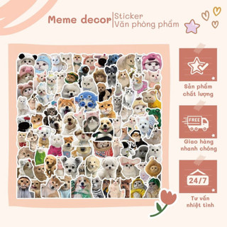 200 Sticker meme chó mèo cute dùng trang trí quà tặng hình dán cắt sẳn kích thước