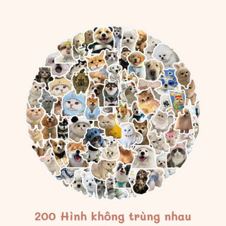 200 Sticker meme chó mèo cute dùng trang trí quà tặng hình dán cắt sẳn kích thước