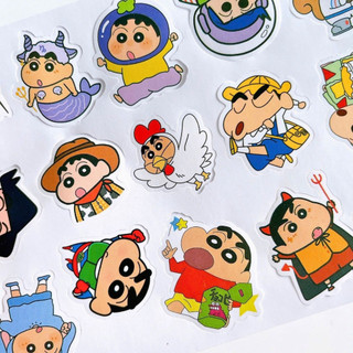 120 sticker shin cậu bé bút chì vui nhộn hình dán decor sổ tay laptop điện thoại góc học tập