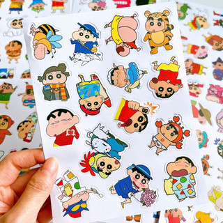 120 sticker shin cậu bé bút chì vui nhộn hình dán decor sổ tay laptop điện thoại góc học tập