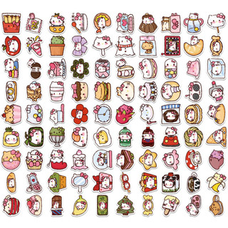 90 Sticker Hello Kitty Sanrio dễ thương hoạt hình đồ ăn nhẹ trang trí quà tặng kích thước
