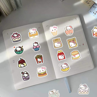 100 sticker Hello Kitty hình dán hoạt hình đồ ăn graffiti trang trí quà tặng kích thước