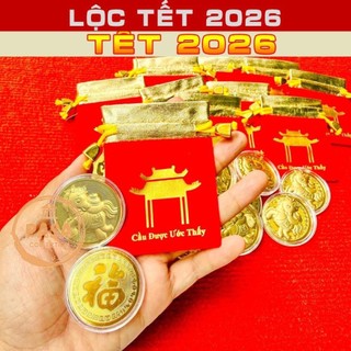 < Lộc Tết > SỈ 10 Thỏi Xu Hình Con Ngựa Mạ Vàng Làm Quà Tết , Kèm Túi Lộc Phúc Cầu Được 2026