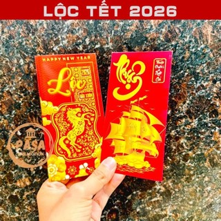 < Lộc Tết > Combo 100 Bao Lì Xì Tết 2026 Chữ Lộc , Bao lì xì hình Ngựa Bính Ngọ