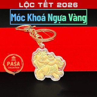 < Lộc Tết > (10 CÁI) Móc Khóa Hình Ngựa Vàng Khai Lộc Thần Tài Mạ vàng Cao Cấp Treo Oto - Xe Máy Phong Thủy May Mắn