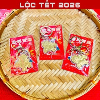 < Lộc Tết > (10 CÁI) Móc Khóa Hình Ngựa Vàng Khai Lộc Thần Tài Mạ vàng Cao Cấp Treo Oto - Xe Máy Phong Thủy May Mắn