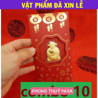 < Lộc Tết > [ComBo] 10 Lì Xì Thần Tài Mạ Vàng 24K, Bao Lì Xì May Mắn Rước Tài Lộc, Tết 2026