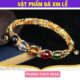 < Lộc Tết > Vòng tay dây đan đá ngũ sắc tây tạng may mắn cho nam và nữ