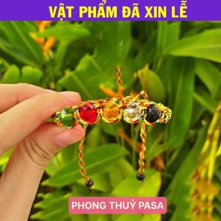 < Lộc Tết > Vòng Tay chỉ ngũ sắc mix đá phong thủy ngũ hành Bình An, May mắn