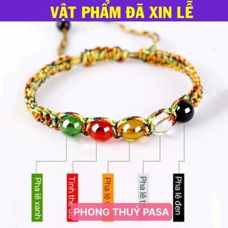 < Lộc Tết > Vòng Tay chỉ ngũ sắc mix đá phong thủy ngũ hành Bình An, May mắn