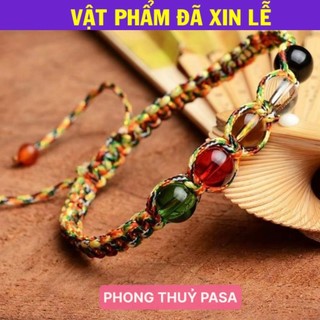 < Lộc Tết > Vòng Tay chỉ ngũ sắc mix đá phong thủy ngũ hành Bình An, May mắn