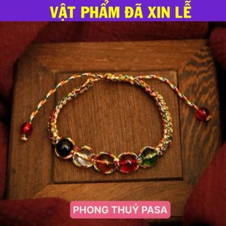 < Lộc Tết > Vòng Tay chỉ ngũ sắc mix đá phong thủy ngũ hành Bình An, May mắn