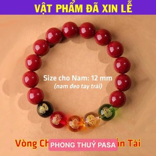 < Lộc Tết > Vòng đá chu sa thật cao cấp phong thủy mang lại may mắn bình an ngũ lộ thần tài vòng phật